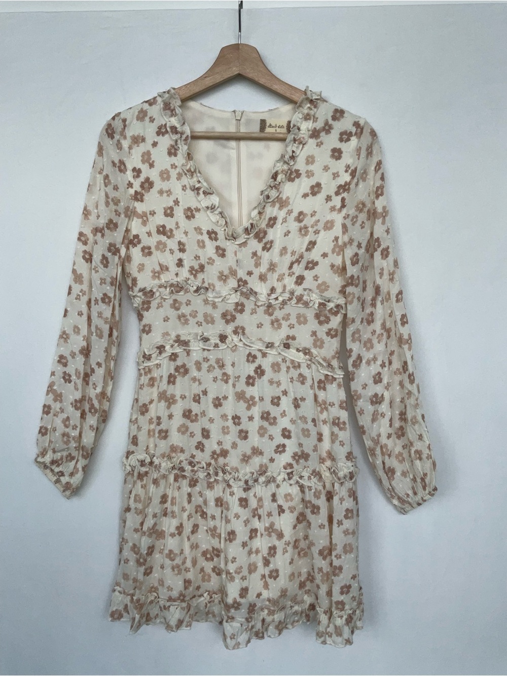 Altar'd State Cream Mini Dress with Brown Floral Print